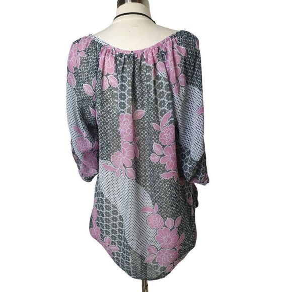 Investments Women's Blouse Elbow Sleeve Lightweight Semi Sheer Top XL NWOT - Picture 2 of 6